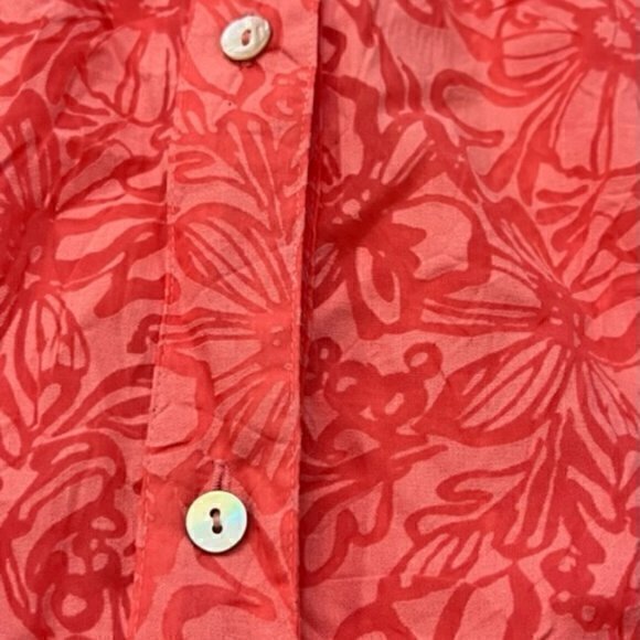 RUBY RD Shirt/Topper BURNOUT FLORAL‎ ROLL TABS Button-Up Pink 18W BARBIE COTTAGE - Picture 8 of 10
